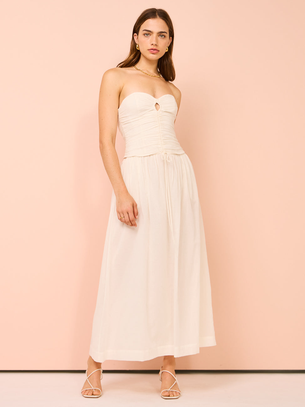 Bec & Bridge Palmer Strapless Maxi Dress in Ivory Coco & Lola Bec & Bridge Palmer Strapless Maxi Dress in Ivory Coco & Lola