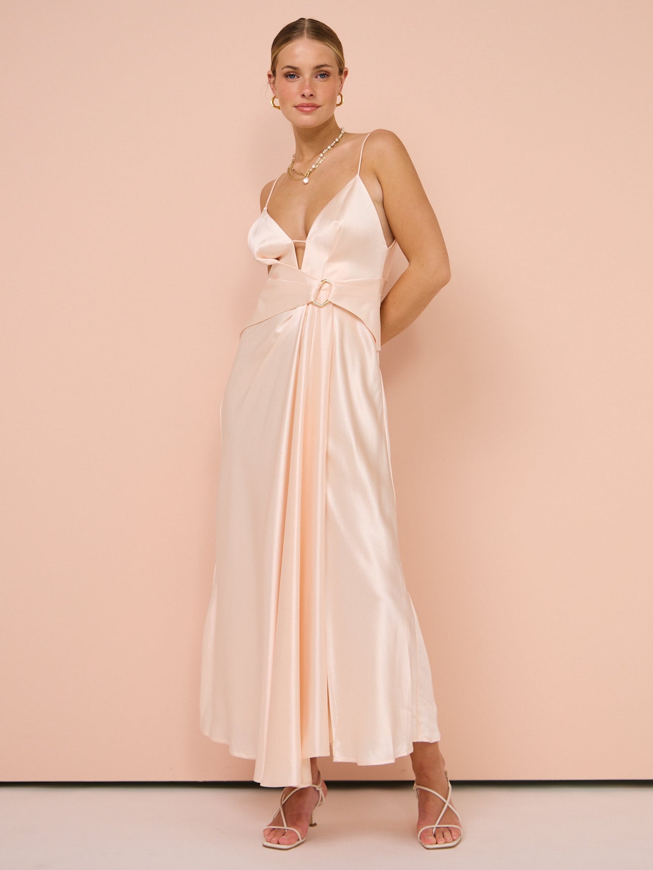 Acler Exton Maxi Dress in Pearl Pink Coco & Lola Acler Exton Maxi Dress in Pearl Pink Coco & Lola