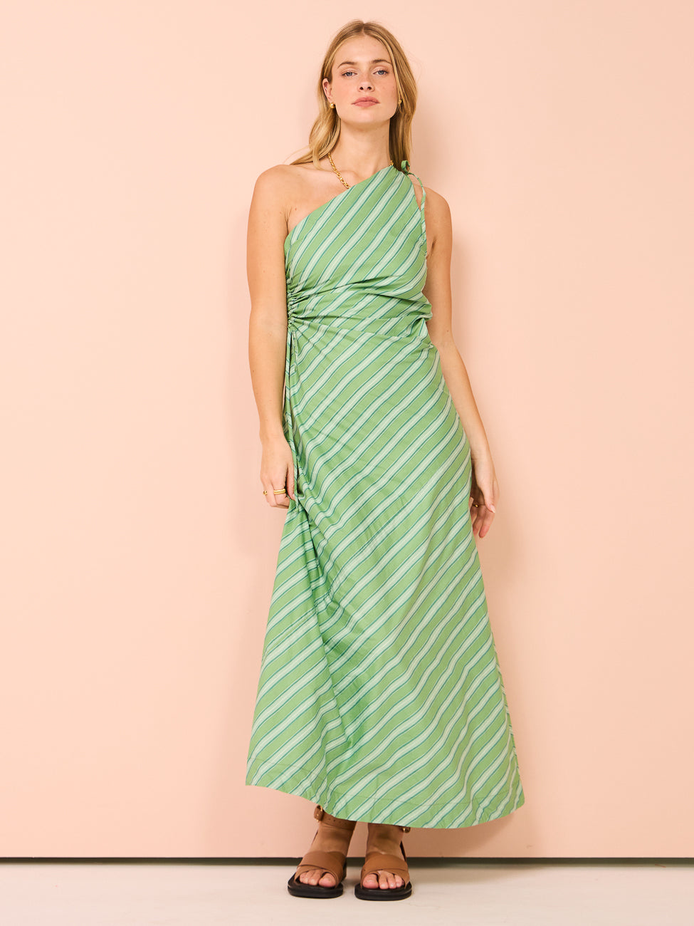 Faithfull the Brand Laureles Midi Dress in Akaia Strripe Green – Coco & Lola