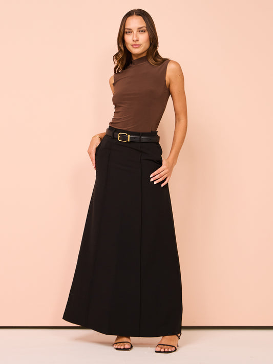 Maison Essentiele Pintuck Maxi Skirt in Black