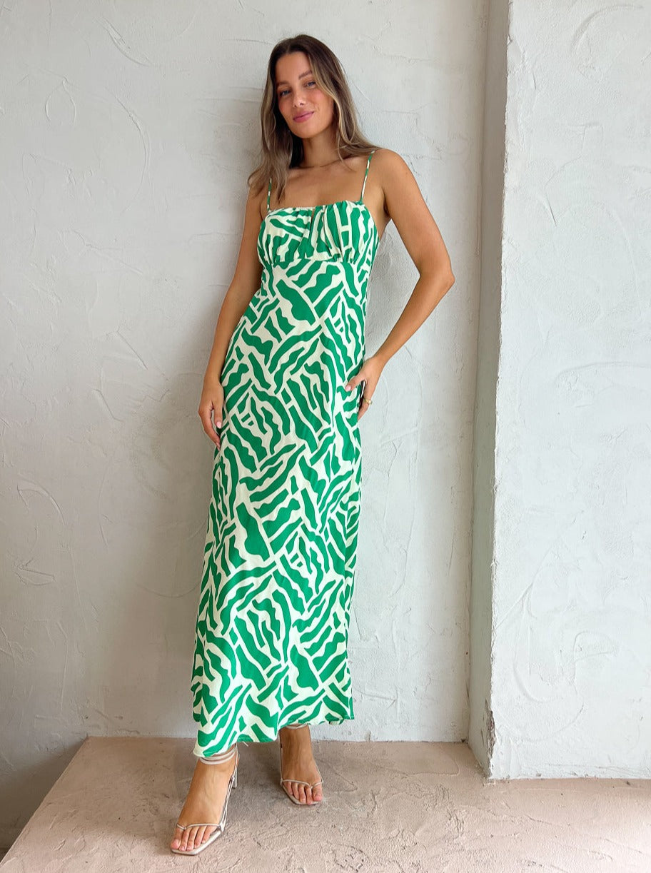 Faithfull the Brand San Paolo Midi Dress in Tulli Green Faithfull the Brand San Paolo Midi Dress in Tulli Green