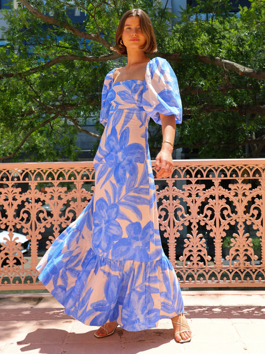 By Nicola Camille S/S Maxi Dress in Blue Lagoon