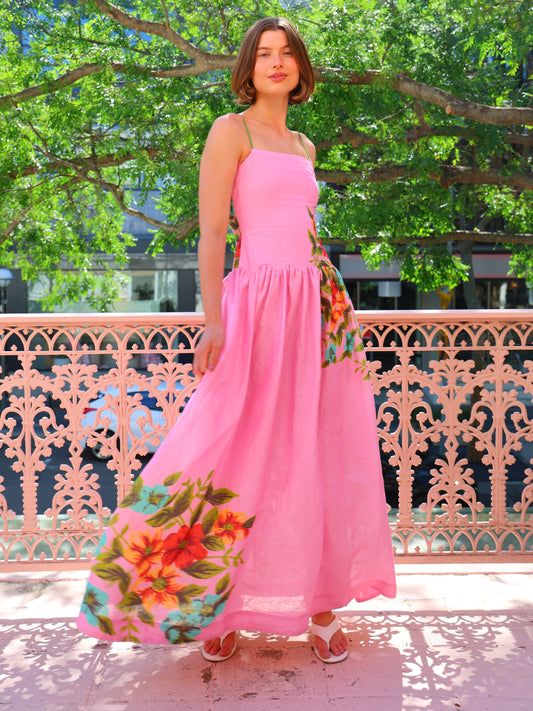 Aston Studio Cordelia Dress in Salmon Bouquet