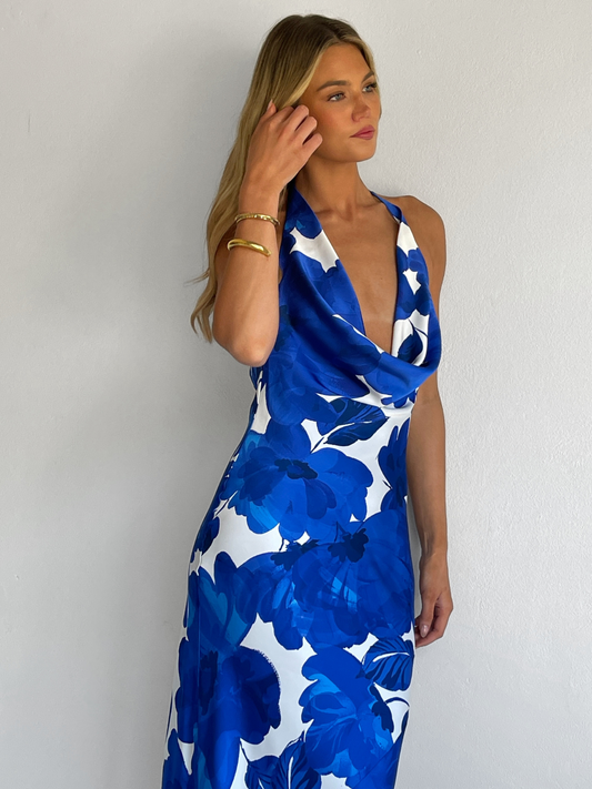 By Nicola Lucia Maxi Dress in Blue Petal