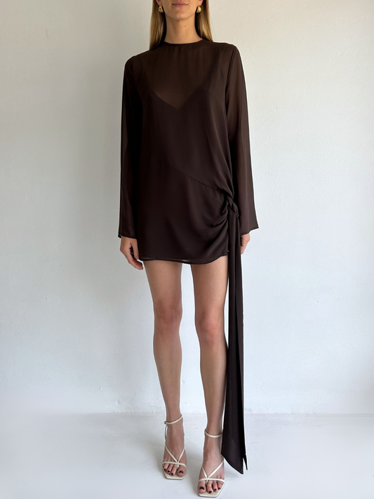 By Nicola Elodie Mini Dress in Chocolate