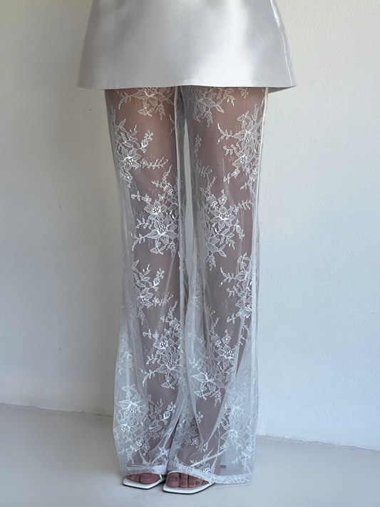 Arley Lola Lace Pant in Ivory