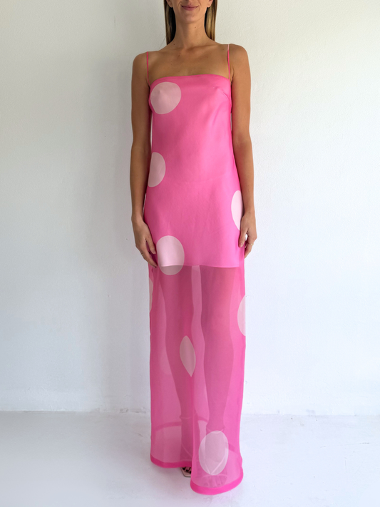 By Nicola Mila Maxi Dress in Pink Polka