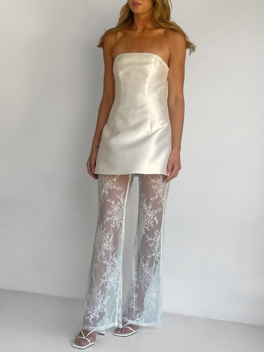 Arley Lola Lace Pant in Ivory