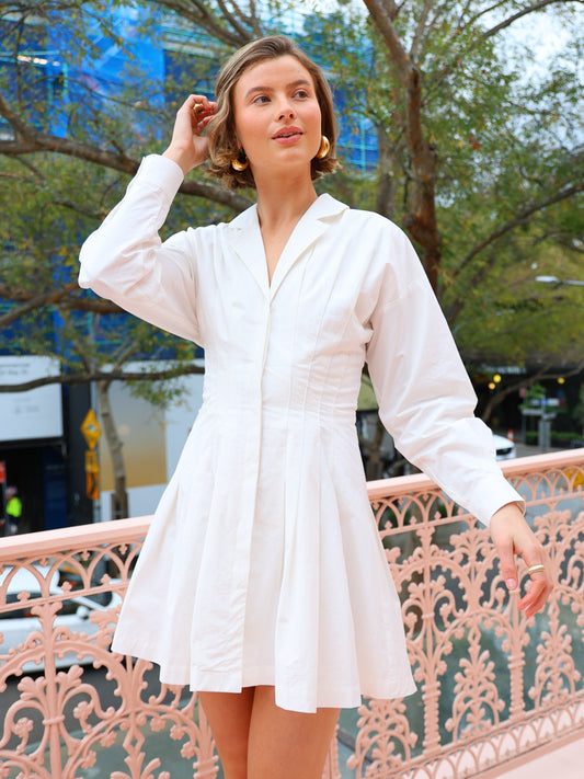 Sovere Verse Shirt Dress in White