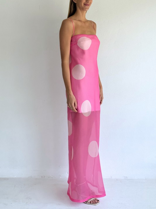 By Nicola Mila Maxi Dress in Pink Polka