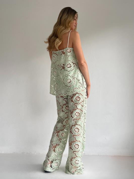 Mint lace Romily cami by By Nicola featuring floral lace detailing and delicate shoulder straps