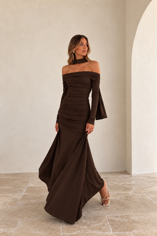 By Nicola Belle Maxi Dress in Chocolate