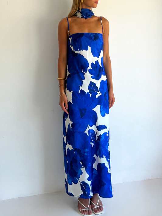 By Nicola Maisie Maxi Dress in Blue Petal