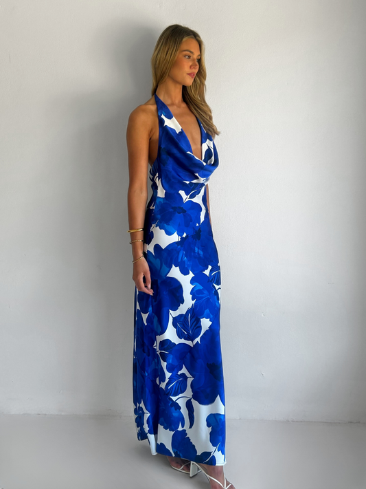 By Nicola Lucia Maxi Dress in Blue Petal