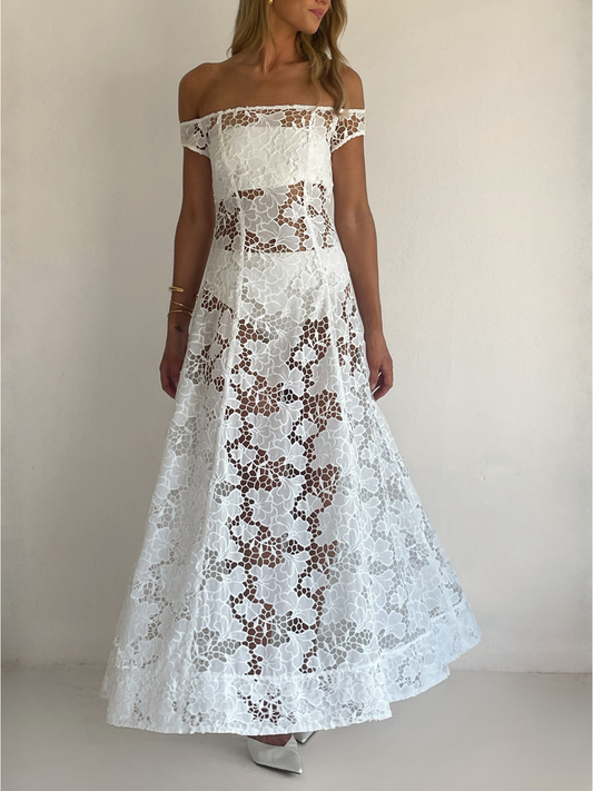 By Nicola Clementine Maxi Dress in White Lace