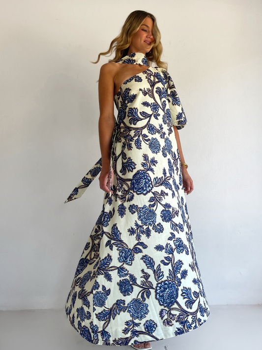 By Nicola Isla Maxi Dress in Blue Paisley