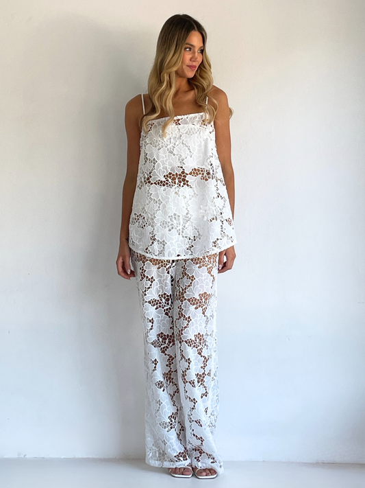 By Nicola Romily Pant in White Lace