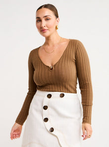By Nicola Astrology L/S Knit Top in Cocoa