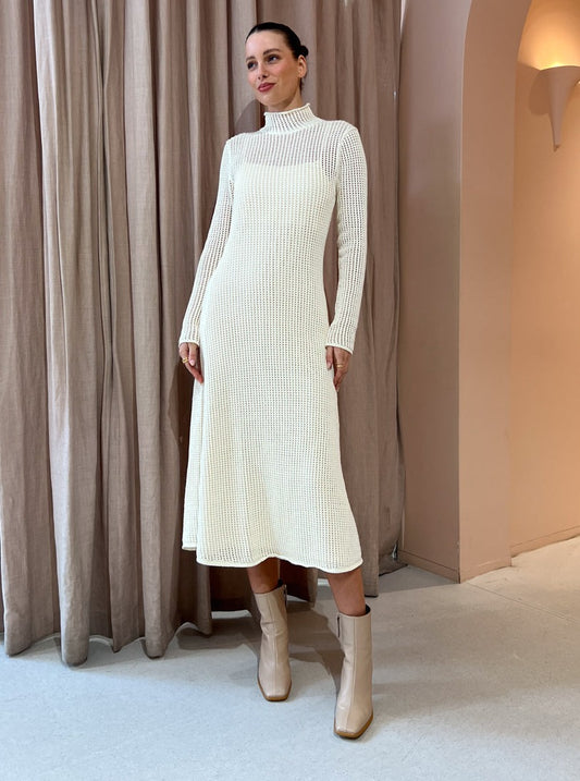 Assembly Label Salina Waffle Knit Dress in Cream
