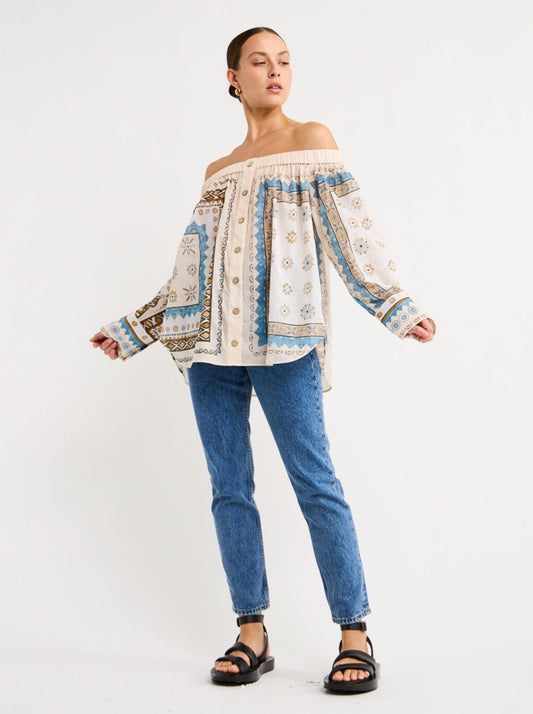 Kate Ford Muscat Off Shoulder Tee in Multi