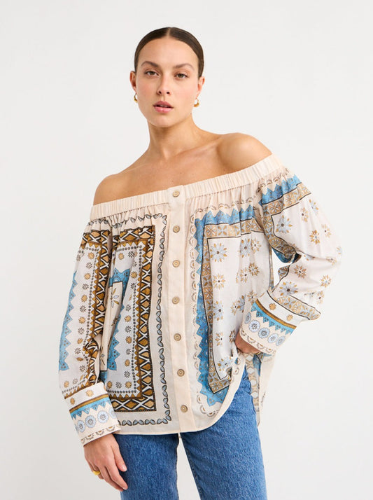 Kate Ford Muscat Off Shoulder Tee in Multi