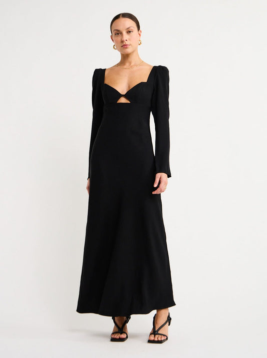 By Johnny Olivia Strap Back Full Length Dress in Black