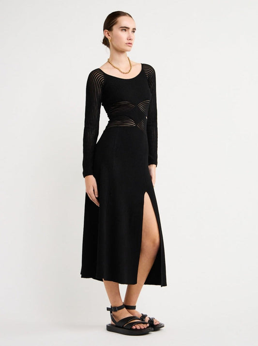 Sovere Tilt Knit Dress in Black