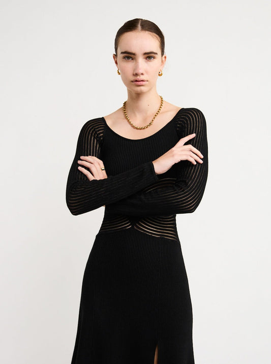 Sovere Tilt Knit Dress in Black