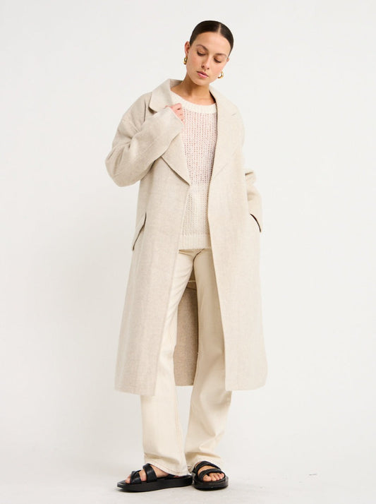 Assembly Label Sadie Single Breasted Coat in Oat Marle
