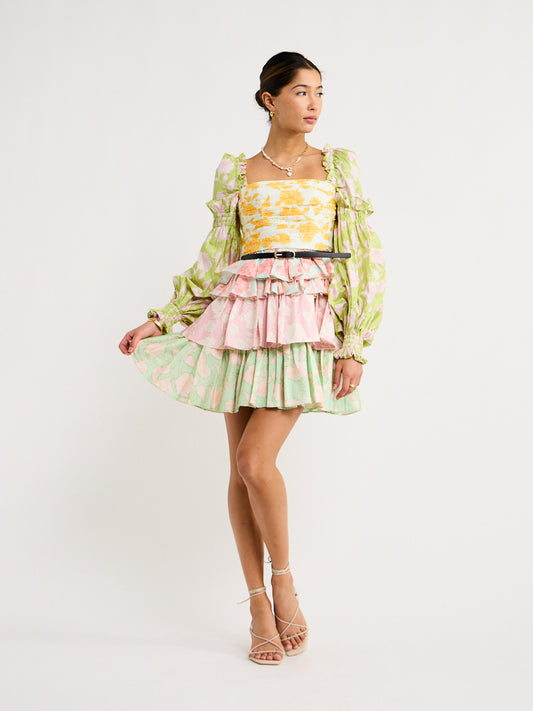 Leo Lin Holly Long Sleeve Mini Dress in Anemone Splice Print