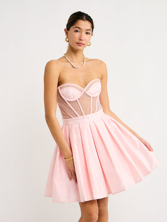 Leo Lin Eliza Structured Bustier Mini Dress in Pink