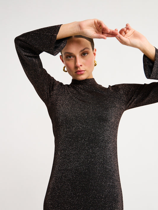 Elka Collective Thelma Knit Dress in Copper Lurex