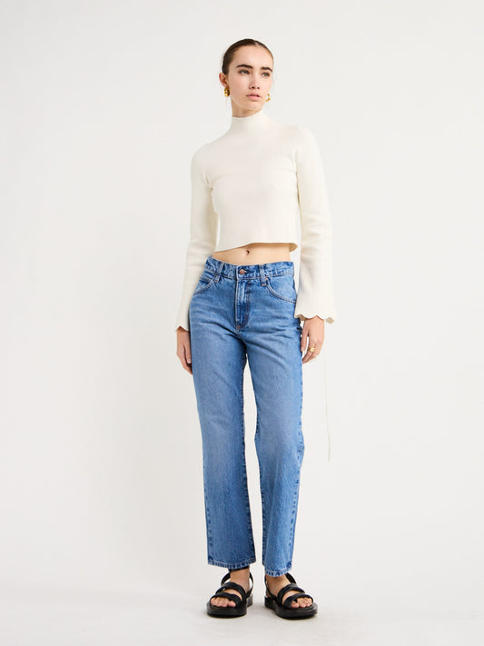 Clea Olivia Flare Sleeve Knit in Chalk
