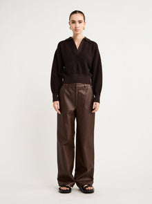 Ena Pelly Stanford Leather Pant in Seal Brown