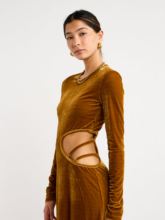 Hansen and Gretel Cortina Velvet Maxi Dress in Honey