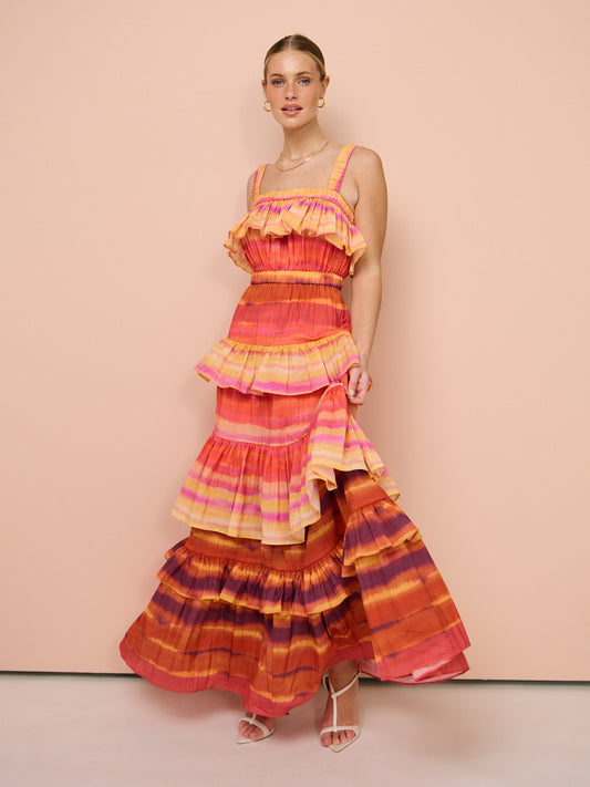 Acler Cardine Maxi Dress in Watercolour Horizon