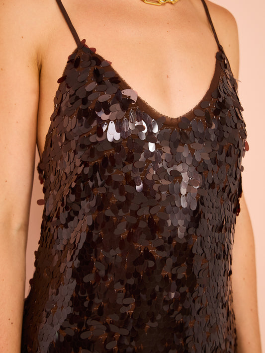 Alemais Geanie Sequin Gown in Chocolate