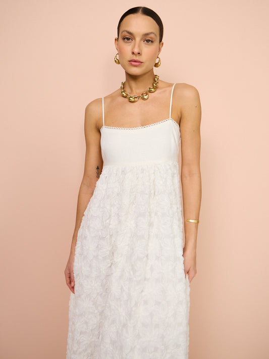Alemais Iggy Embroidered Midi Dress in Cream