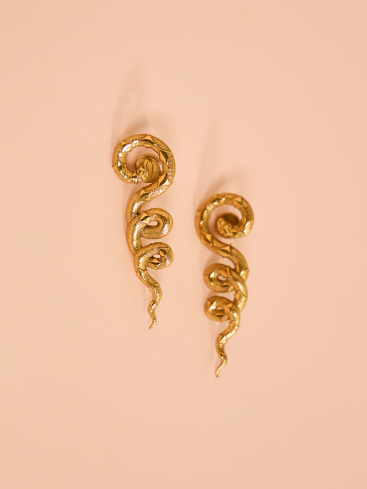Alemais Luna Sepent Earrings in Gold