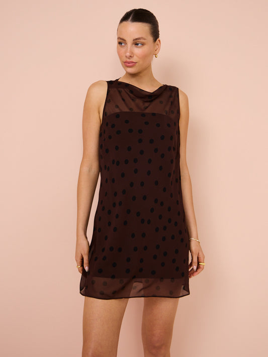 Bec & Bridge Turner Boatneck Mini Dress in Chocolate/Black Coco & Lola Bec & Bridge Turner Boatneck Mini Dress in Chocolate/Black Coco & Lola