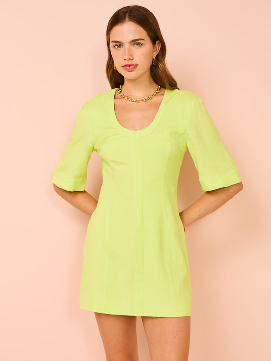 By Johnny Bora Box Sleeve Mini Dress in Sunny Lime