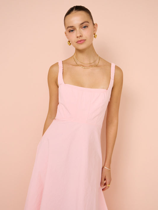 By Johnny Daphne Bust Midi Dress in Soft Pink