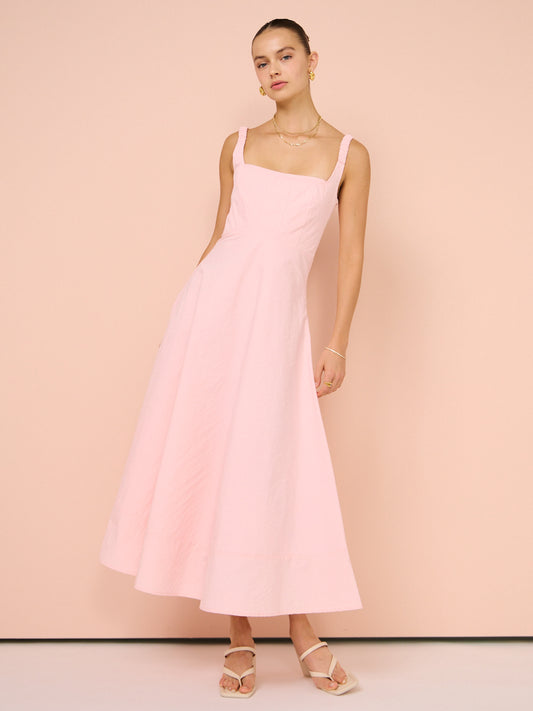 By Johnny Alessia Gather Strapless Midi Dress in Pink – Coco & Lola