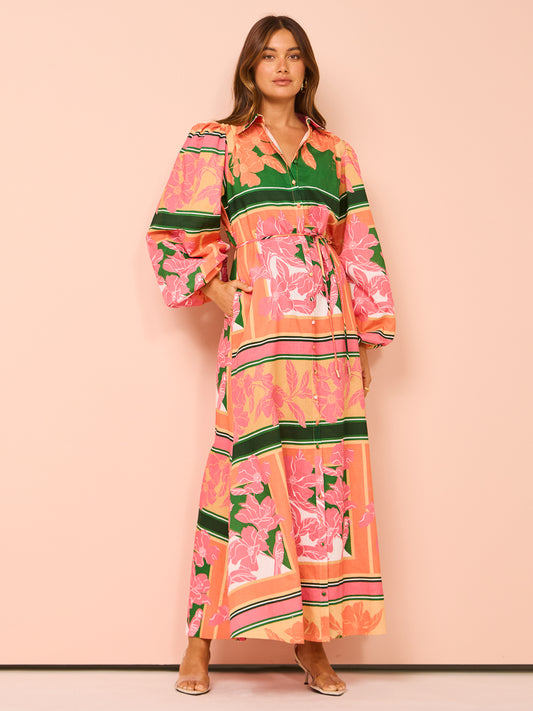 By Nicola Sail Away Maxi Billow Sleeve Dress in Rio Floral