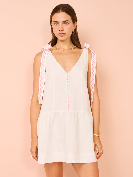 By Nicola Adoncia Mini Dress in White/Pink