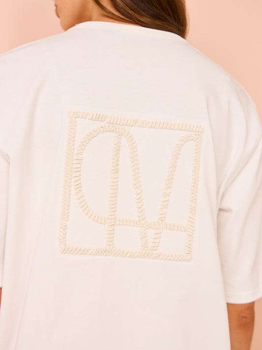 Camilla & Marc Sindra Embroidered Tee in Soft White