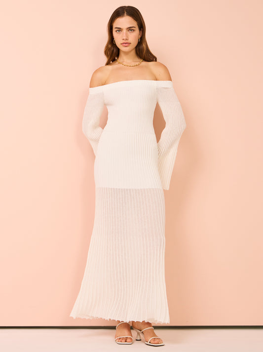 Clea Emilio Knit Dress in Off White