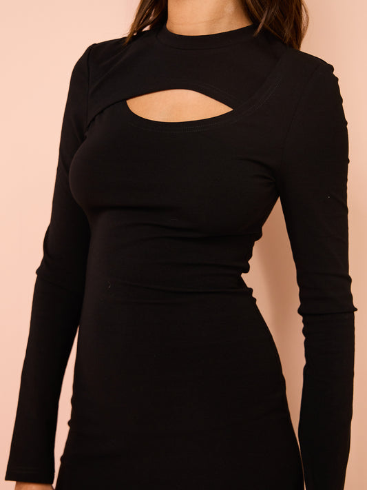 Ena Pelly Remi Ribbed Dress in Black