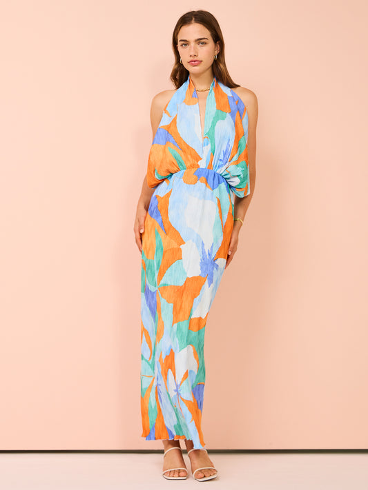 Lidee Riviera Sleeveless Gown in Capri Print Orange