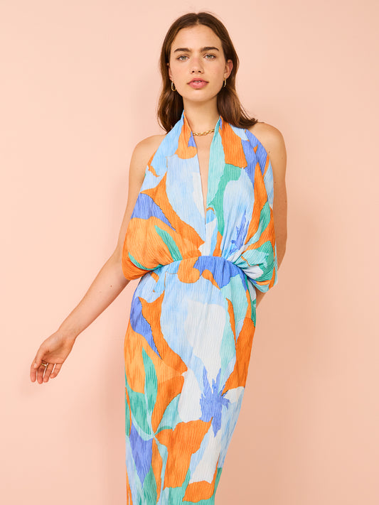 Lidee Riviera Sleeveless Gown in Capri Print Orange